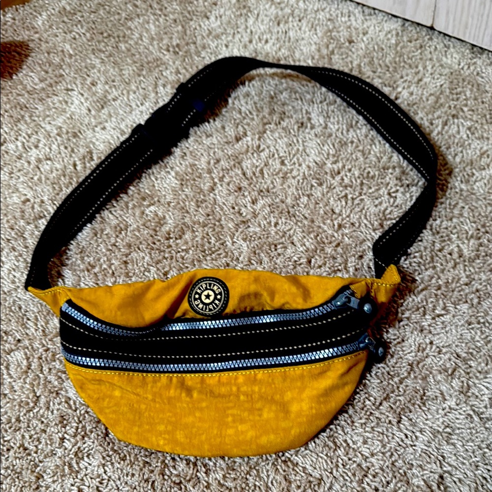 Kipling Yellow Belt Bag with Black Strap